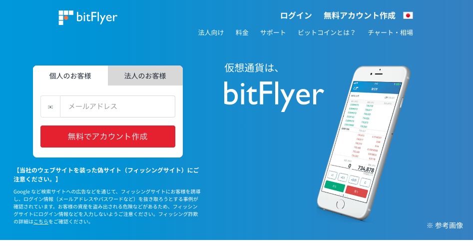 bitflyerトップ画面