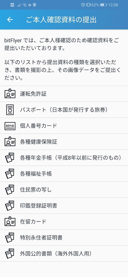 本人確認書類提出